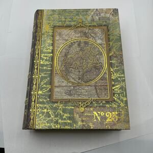 Punch Studio World Atlas decorative storage box Book Shape Old World Map Design